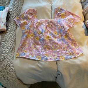 Draper James Maren Floral Blouse - Pink and Yellow